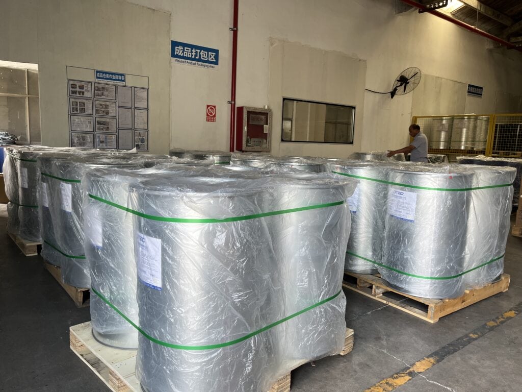DTEC 200L silicone sealant drums packaging area.