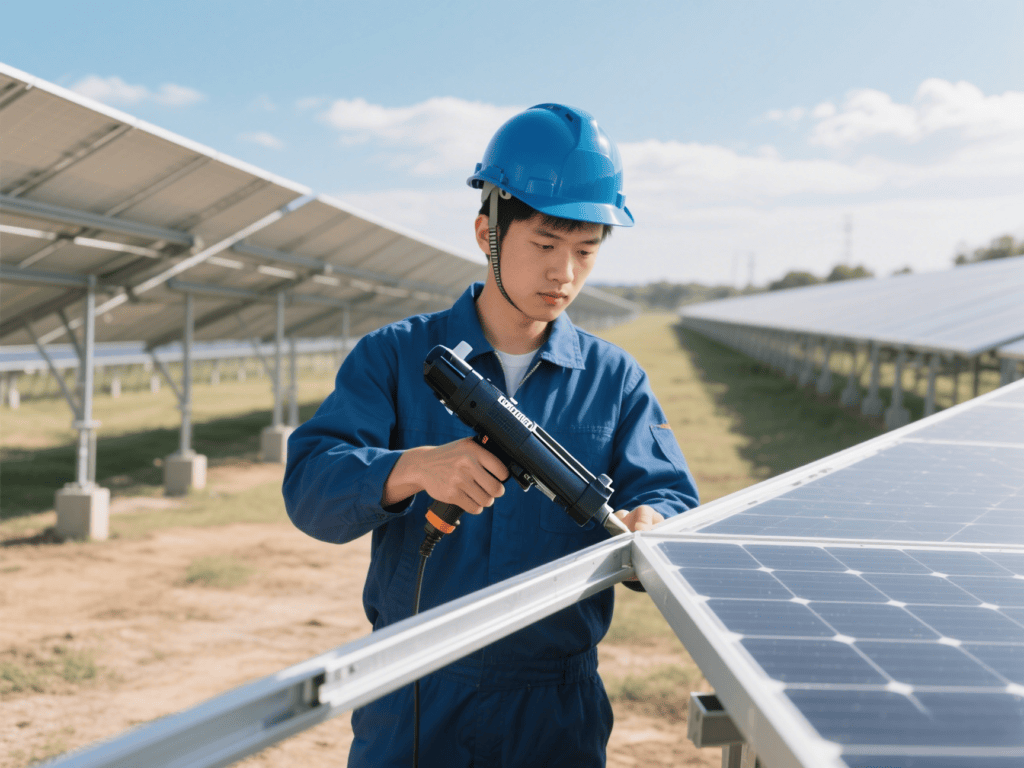 Silicone sealant for photovoltaic panel frame bonding